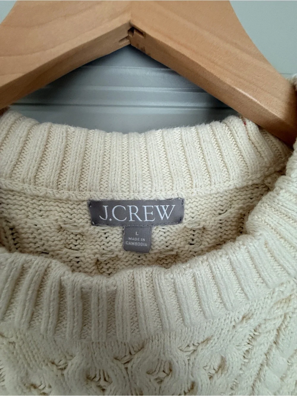 J. Crew Ivory Cable Knit Crewneck Sweater